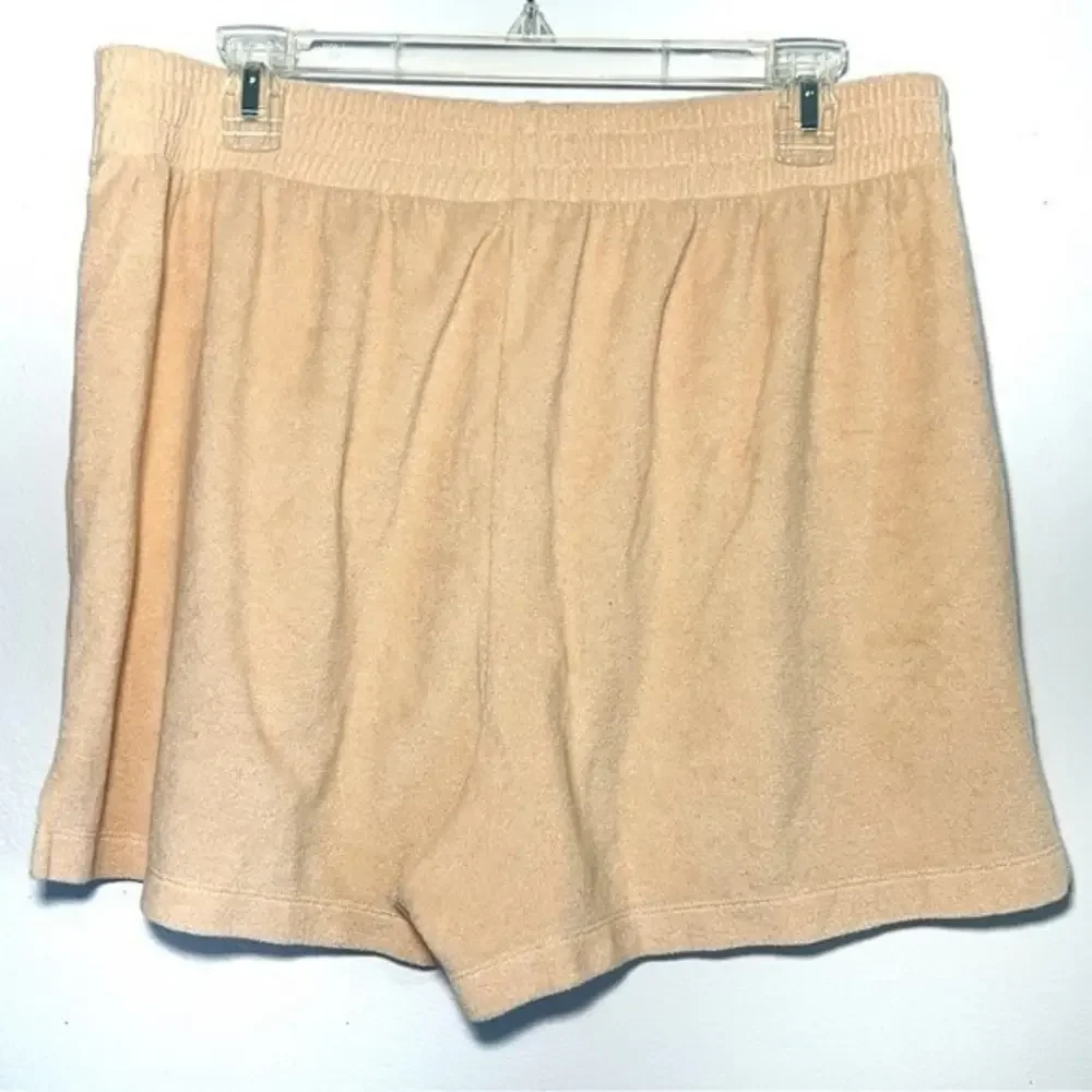 Reformation Jeans Terry Cloth Shorts Peach Elastic Waist Slit‎ - XLarge